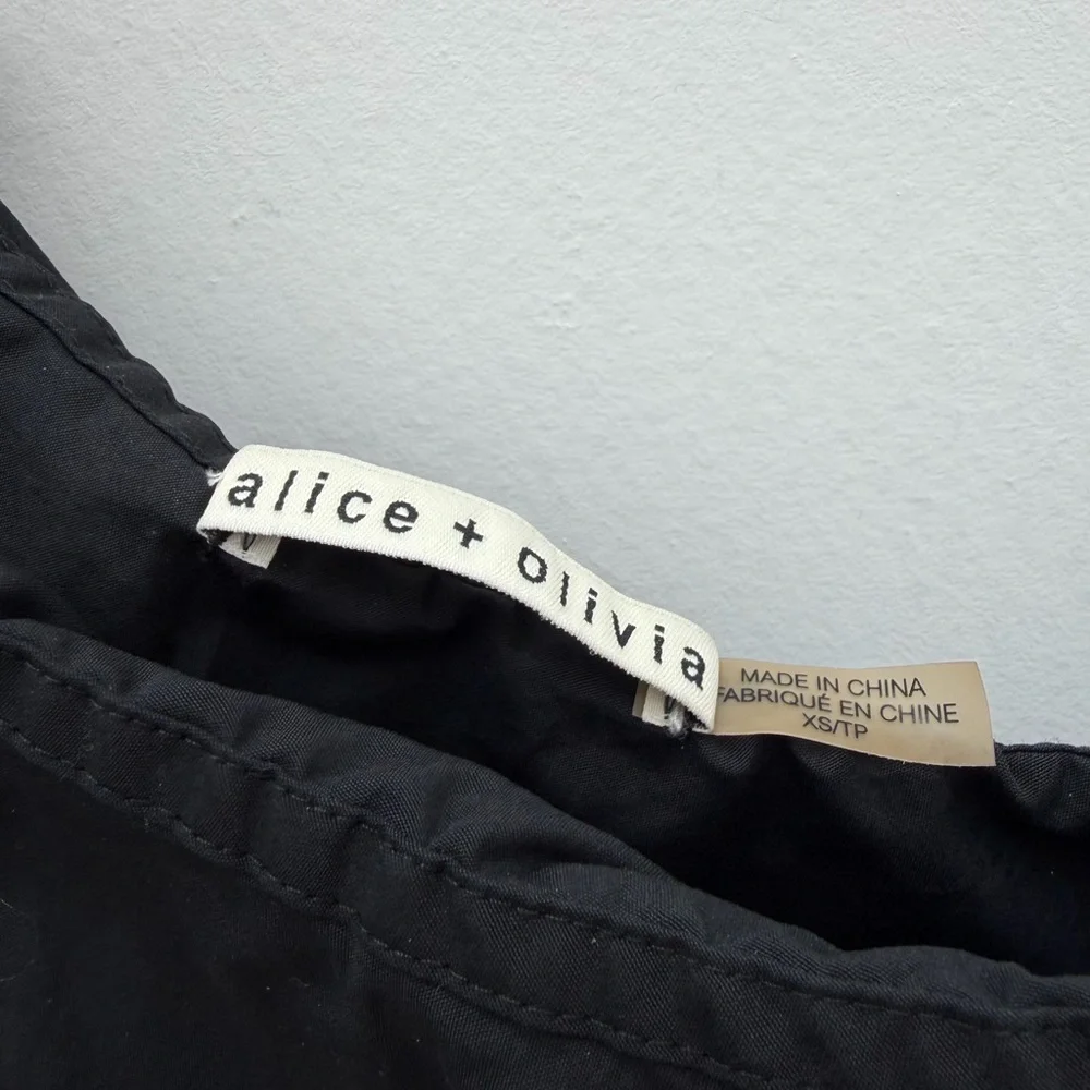 Alice + Olivia Black One Shoulder Ruffle Top | Chic Asymmetrical Blouse - Picture 3 of 7